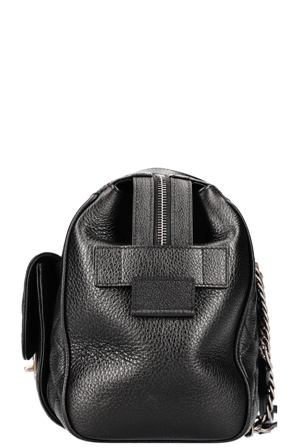 CHANEL Casual Pocket Bowling Bag Quilted Goatskin Black