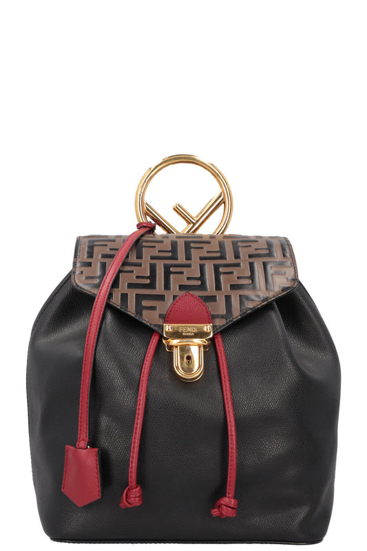 Luxury Fendi Zucca Print Backpack Leather Black