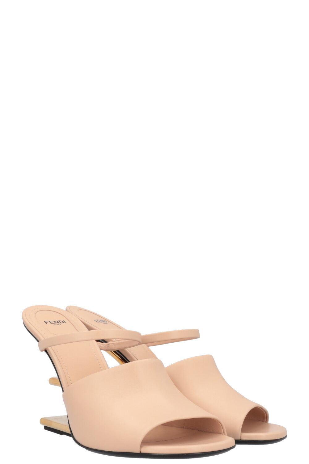 Luxury Fendi First Mules Leather Nude