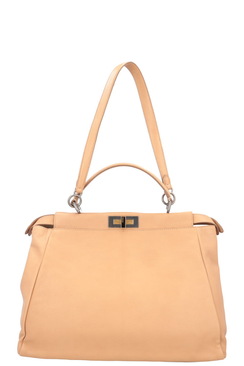 Luxury Fendi Large Peekaboo Leather Beige