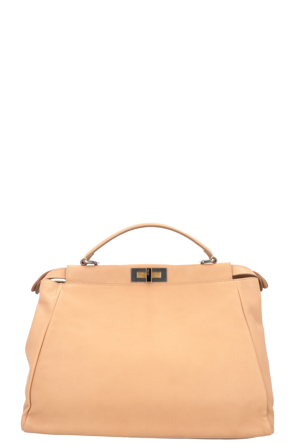Luxury Fendi Large Peekaboo Leather Beige