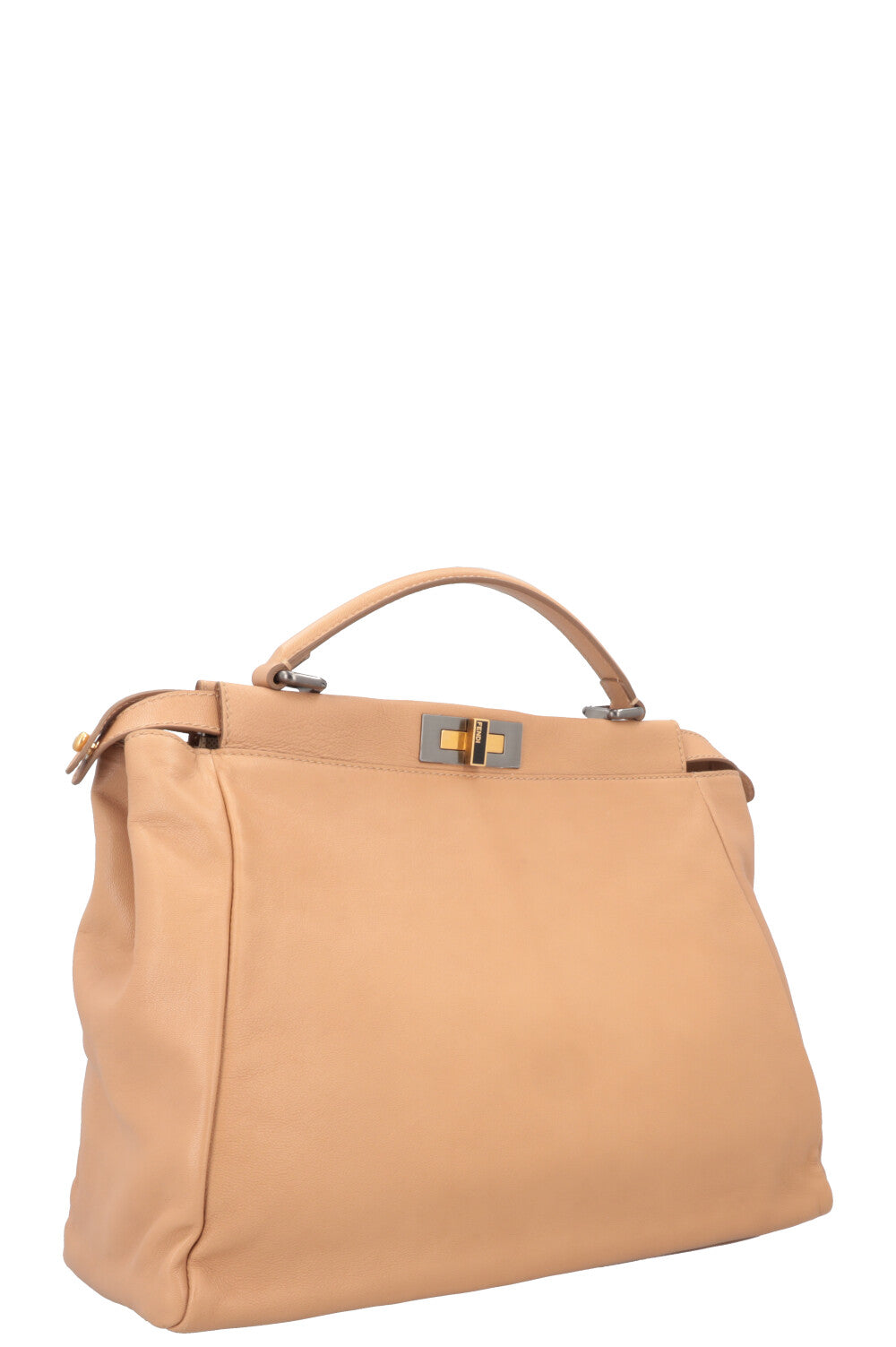 Luxury Fendi Large Peekaboo Leather Beige