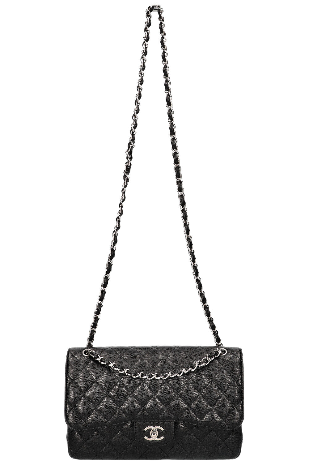 CHANEL Double Flap Bag Large Caviar Black