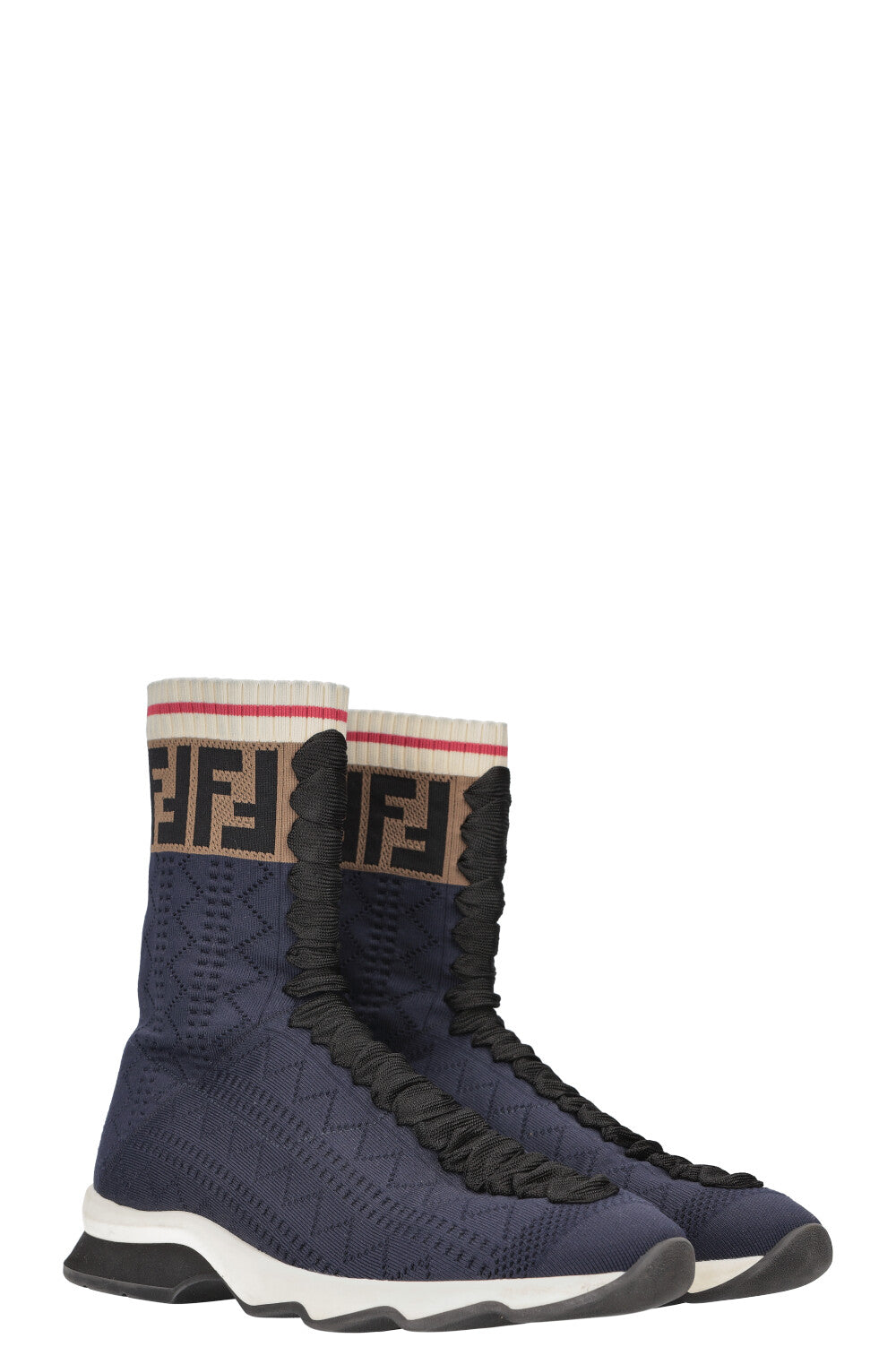 Luxury Fendi Sock Sneakers Logo Blue
