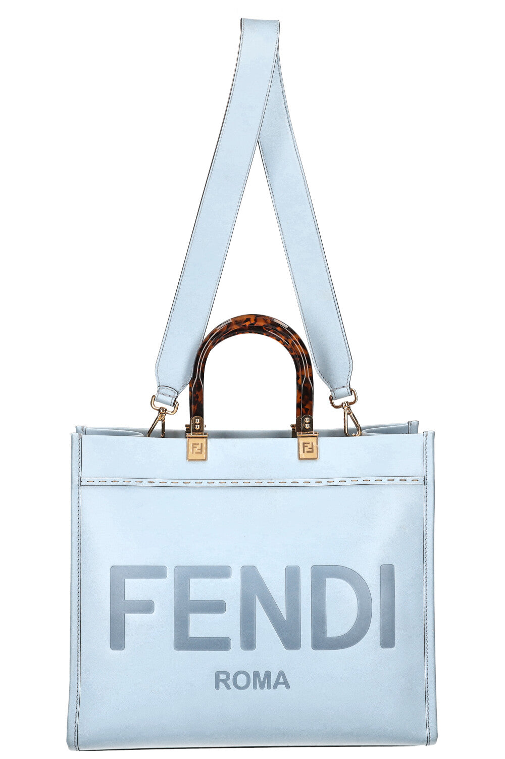 Luxury Fendi Sunshine Tote Bag Baby Blue