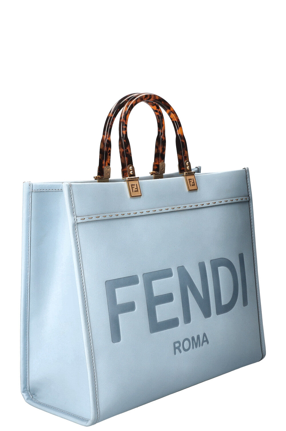 Luxury Fendi Sunshine Tote Bag Baby Blue