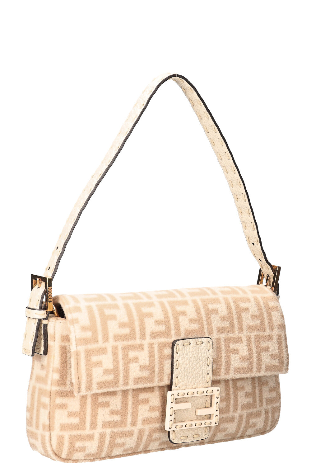 Luxury Fendi Baguette Re-Edition 1997 Wool & Cashmere Beige