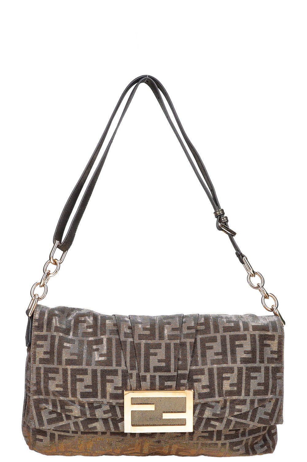Luxury Fendi Glitter Baguette Hobo Bag Large