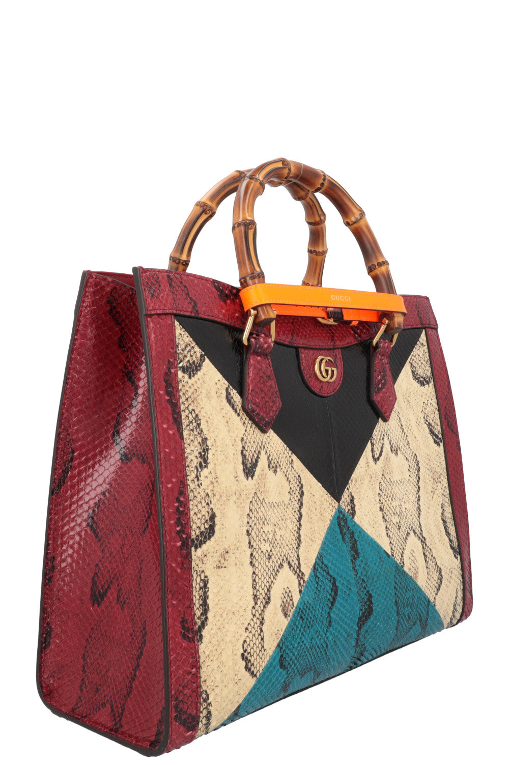 Luxury Gucci Trending 2025 Diana Medium Bag Python Ivory Bordeaux