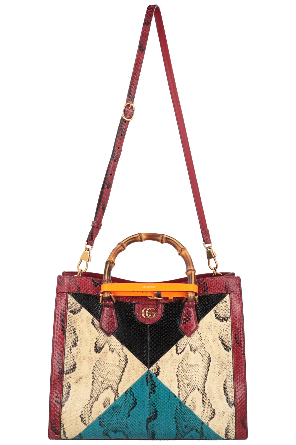 Luxury Gucci Trending 2025 Diana Medium Bag Python Ivory Bordeaux