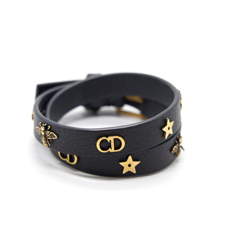 Luxury Dior Double Wrap Charm Leather Bracelet