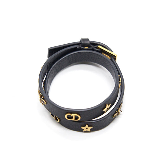 Luxury Dior Double Wrap Charm Leather Bracelet
