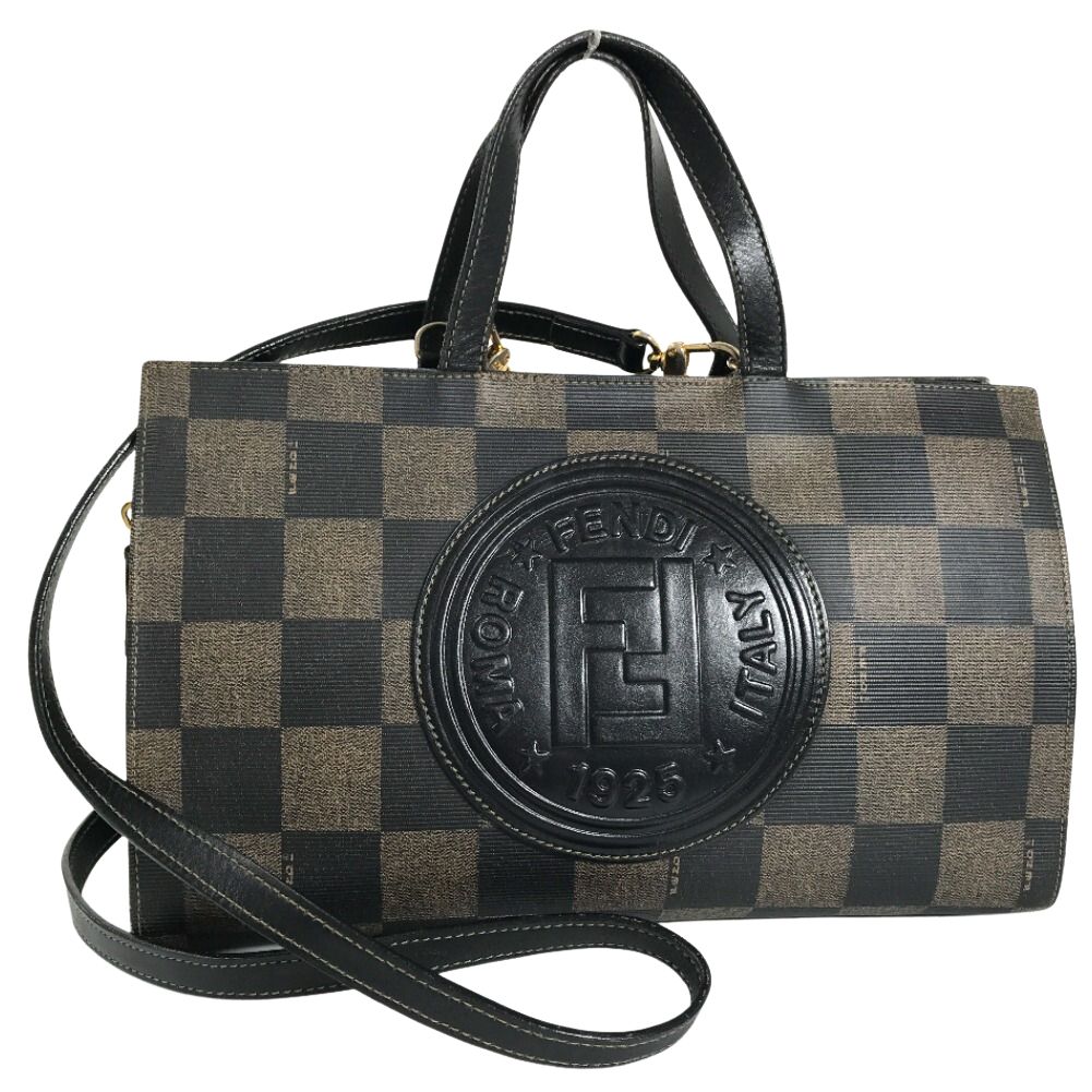 Luxury FendiCanvas Pecan Block Handbag - '10s