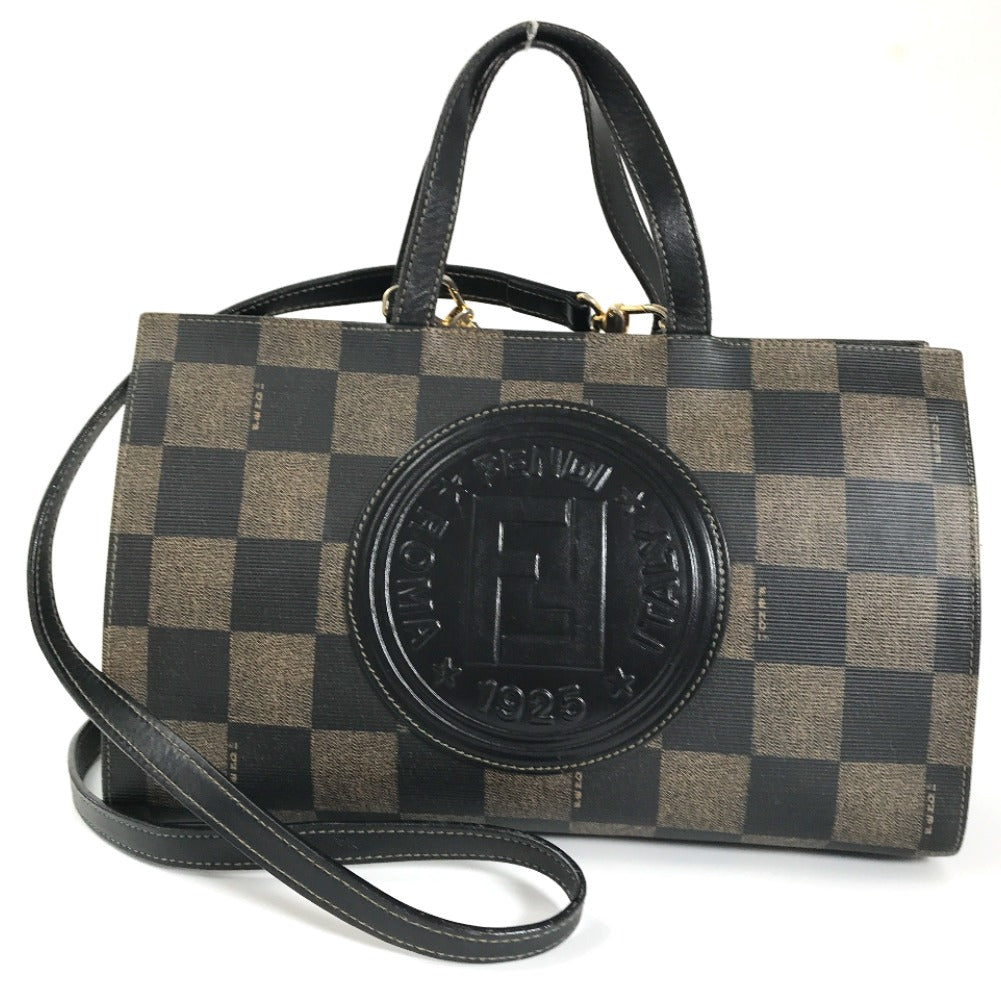 Luxury FendiCanvas Pecan Block Handbag - '10s