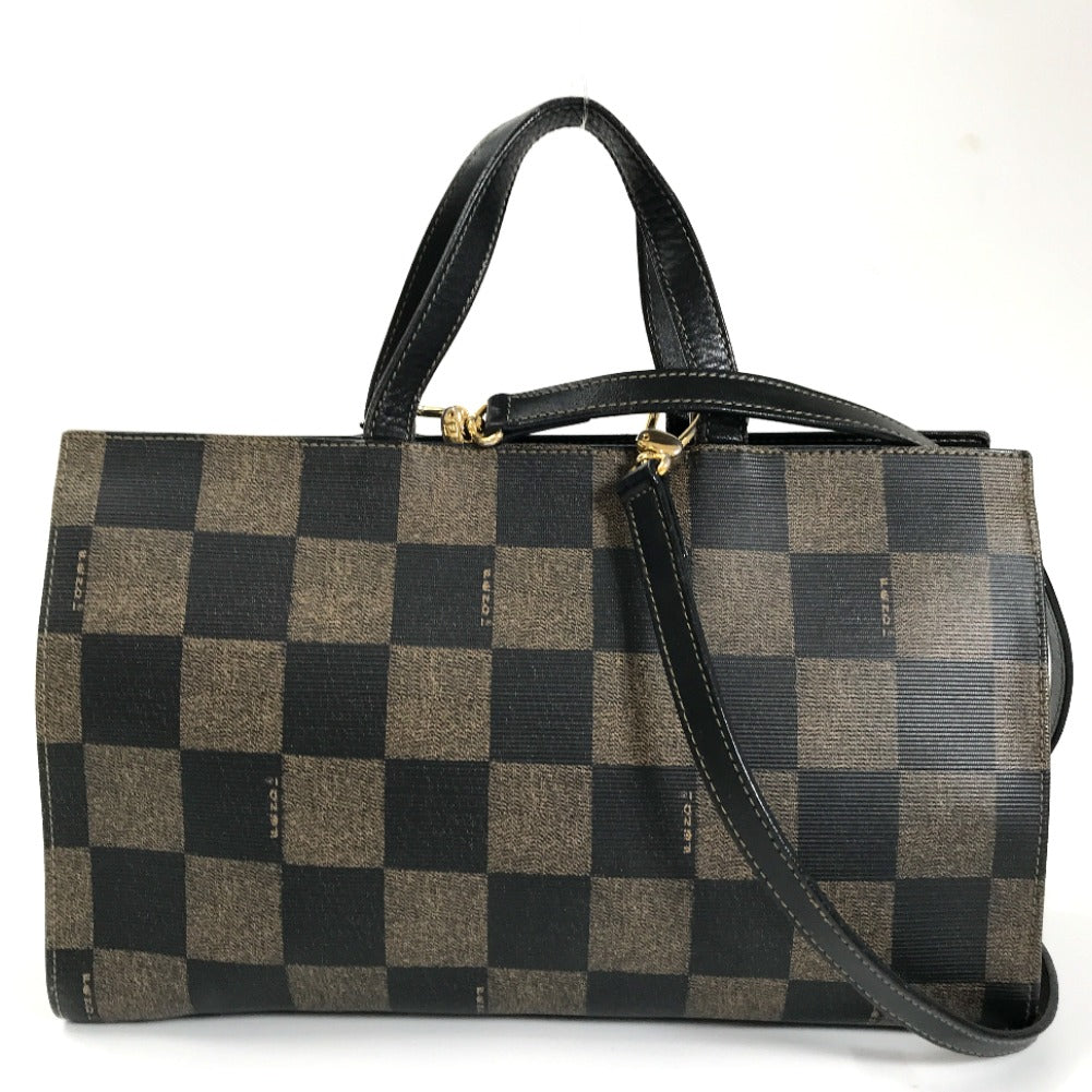 Luxury FendiCanvas Pecan Block Handbag - '10s