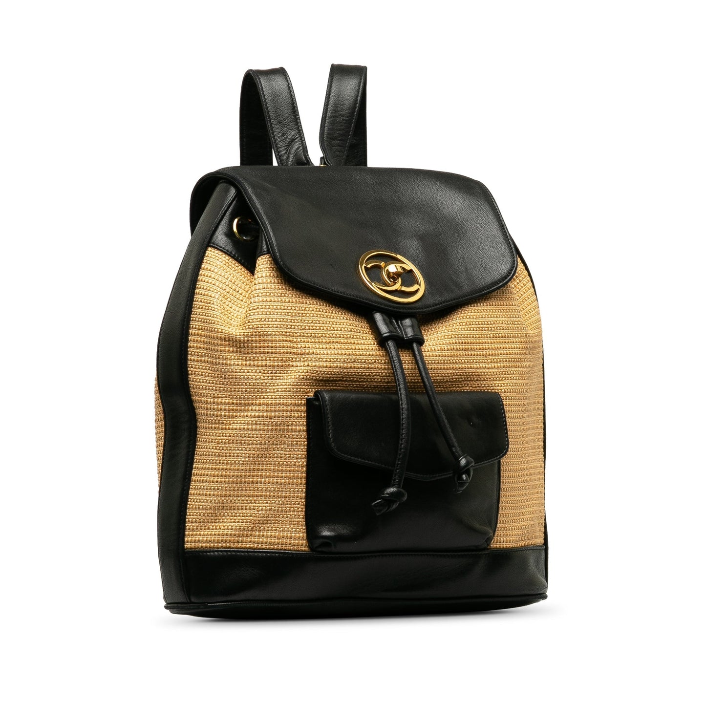 Luxury Chanel Duma Backpack Black Raffia Gold