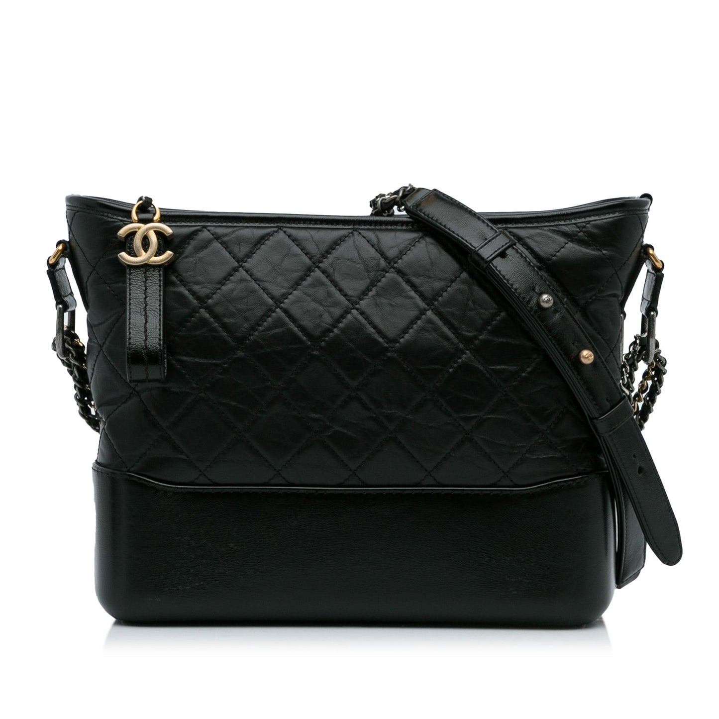 Luxury Chanel Gabrielle Medium Black Lambskin Gold