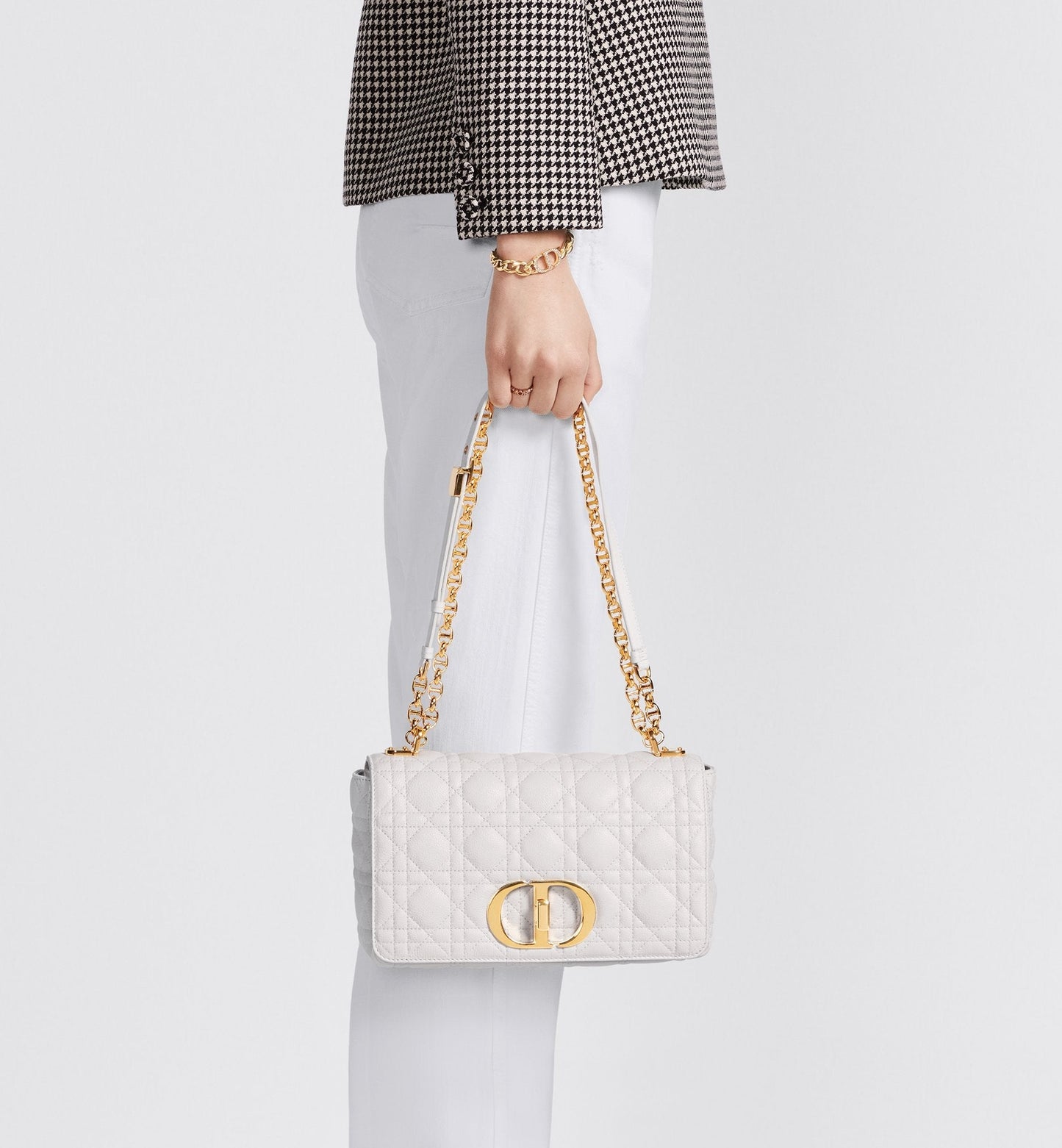 Medium Luxury Dior Caro Bag Ivory Cannage Supple Calfskin And Lambskin