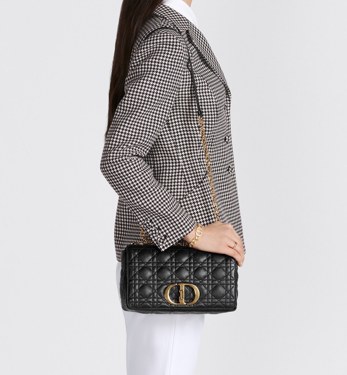Medium Luxury Dior Caro Bag Black Cannage Supple Calfskin And Lambskin