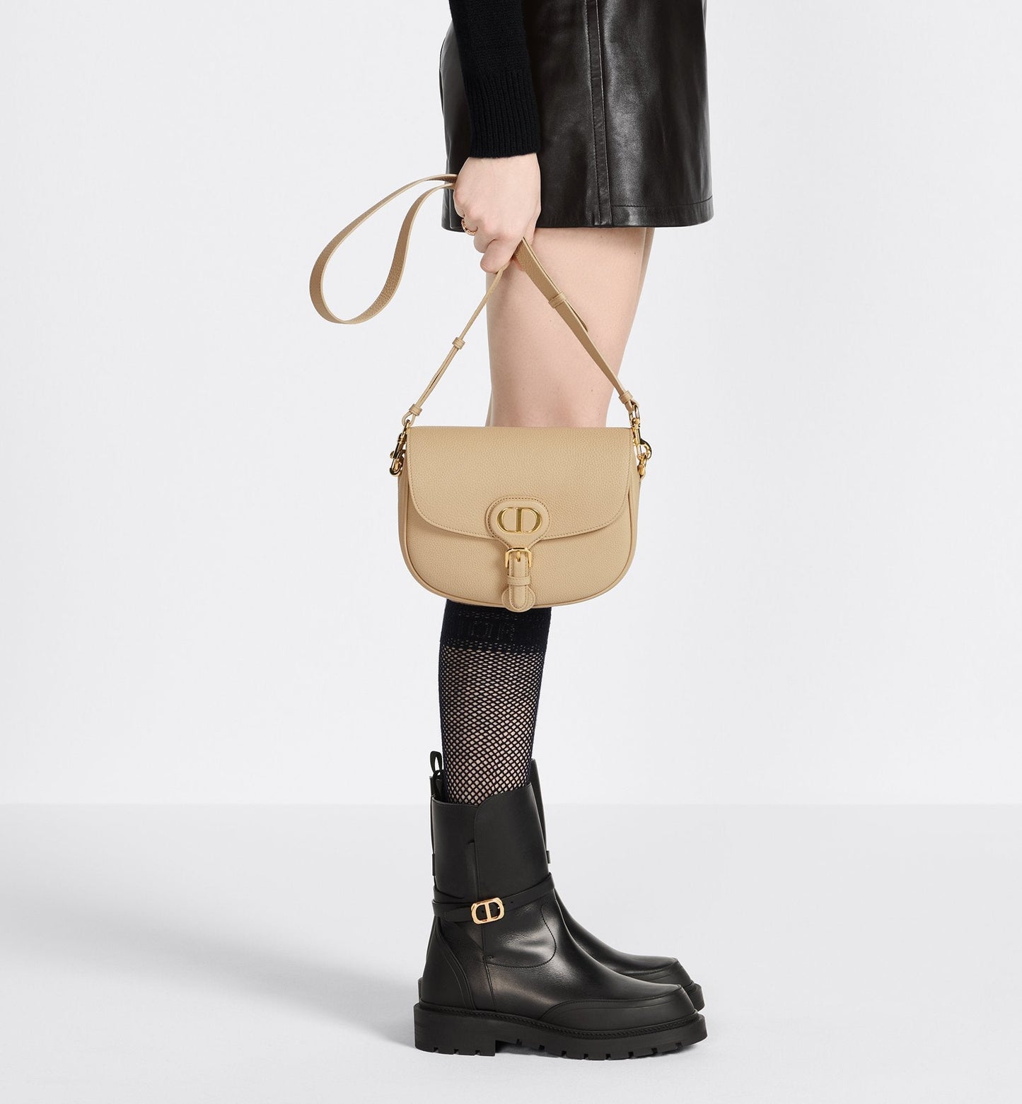Medium Luxury Dior Bobby Bag Beige Box Calfskin
