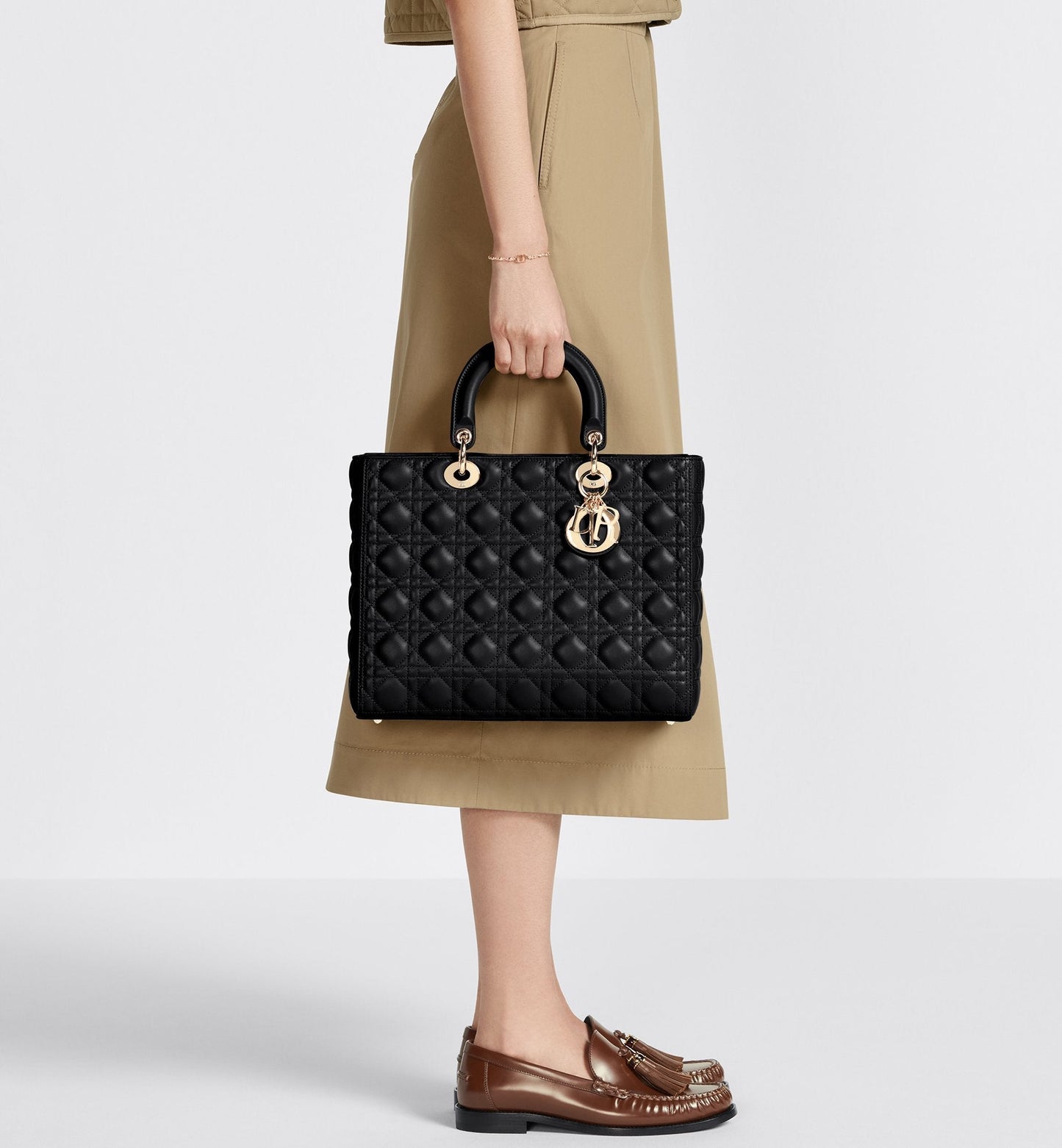 Large Lady Luxury Dior Bag Black Cannage Lambskin