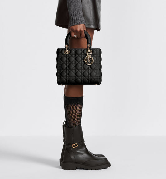 Medium Lady Luxury Dior Bag Black Cannage Lambskin