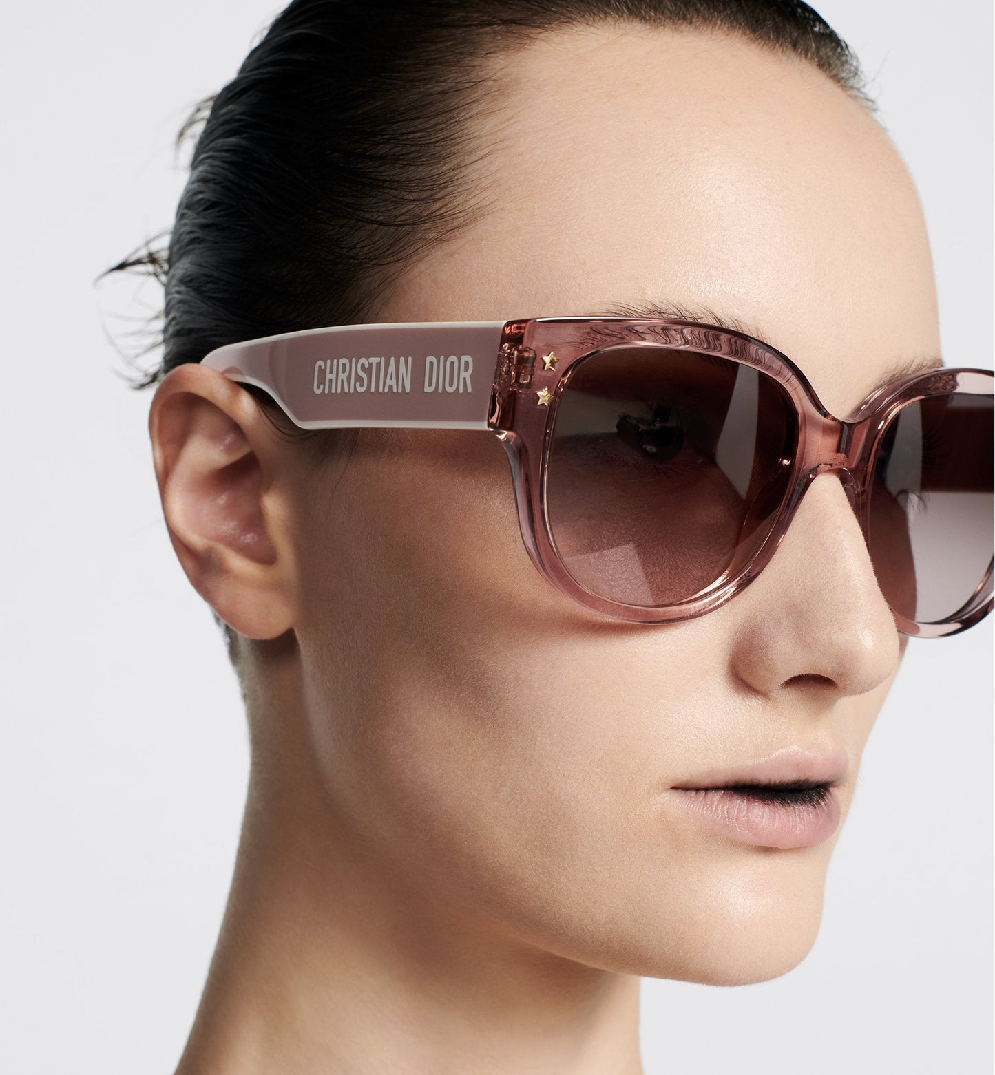 Luxury Diorpacific B2I Transparent Pink Butterfly Sunglasses