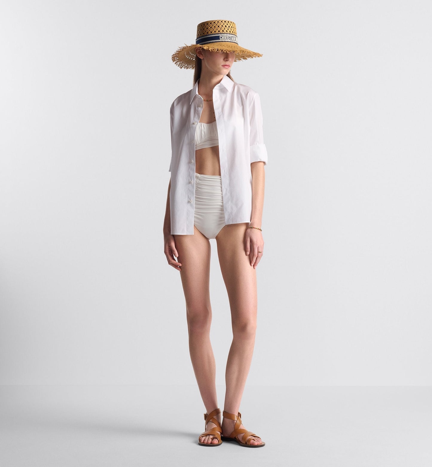 Luxury Dioriviera Swimsuit Top White Technical Fabric