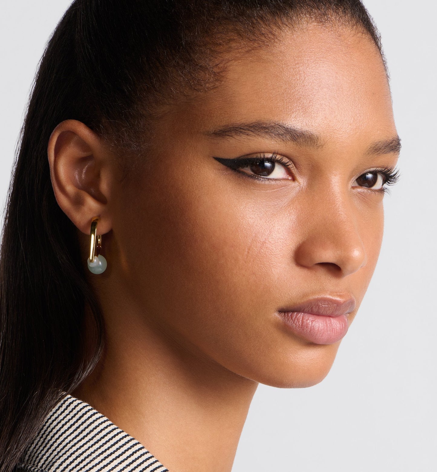 Medium Luxury Dior Tribales New Look Earrings Gold Finish Metal And Pastel Mint Resin Pearls