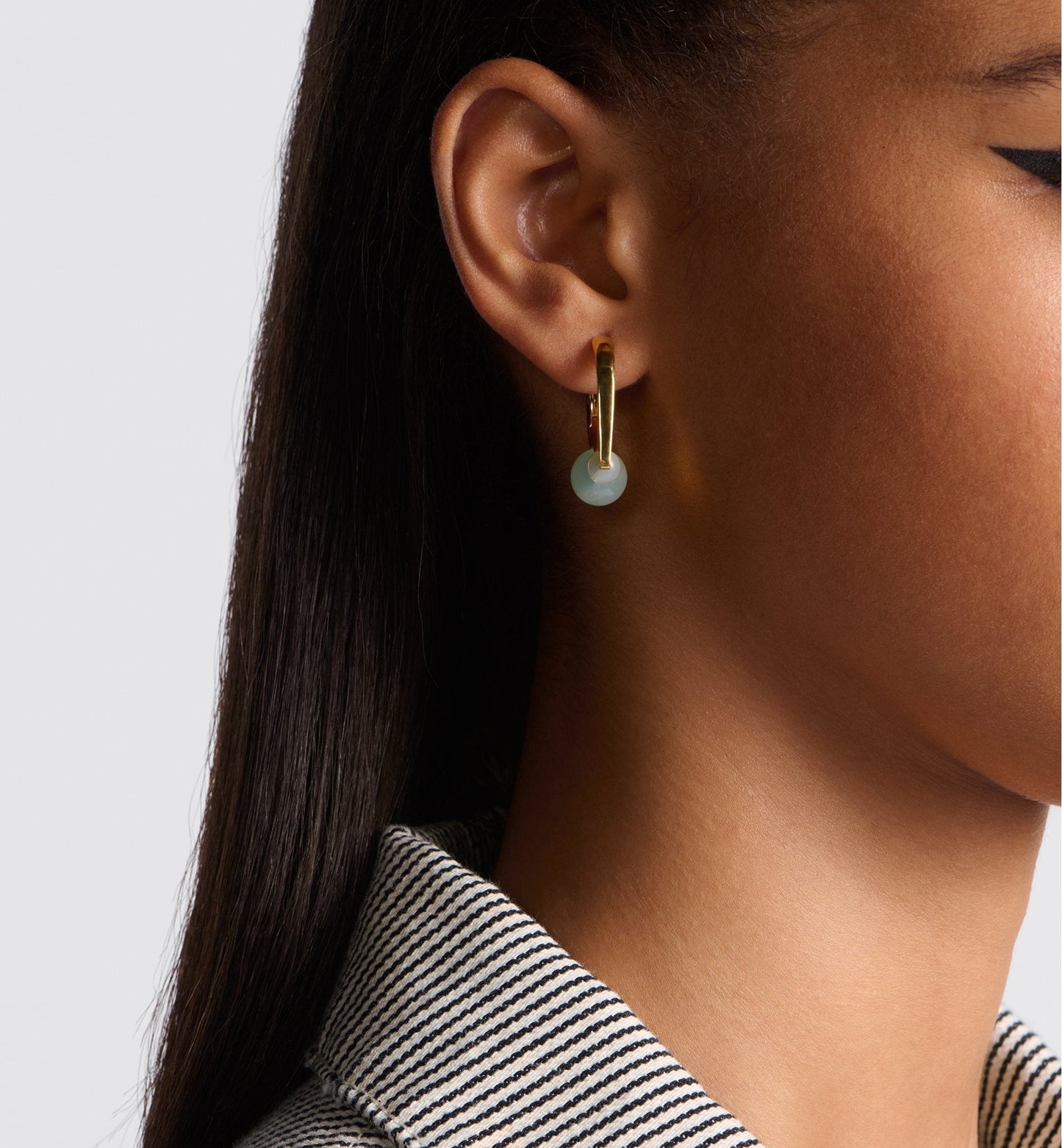 Medium Luxury Dior Tribales New Look Earrings Gold Finish Metal And Pastel Mint Resin Pearls