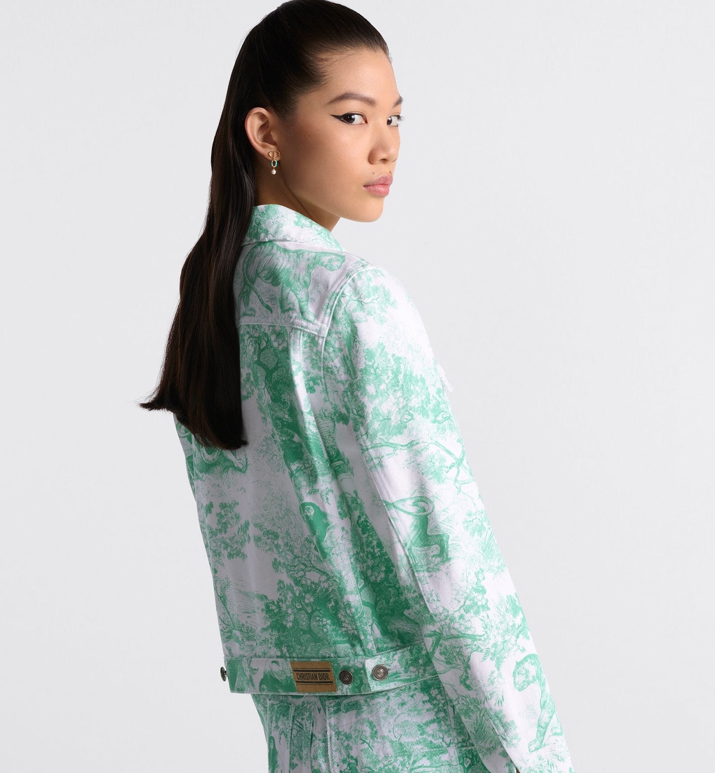 Luxury Dioriviera Jacket White And Aquamarina Cotton Denim With Toile De Jouy Sauvage Motif