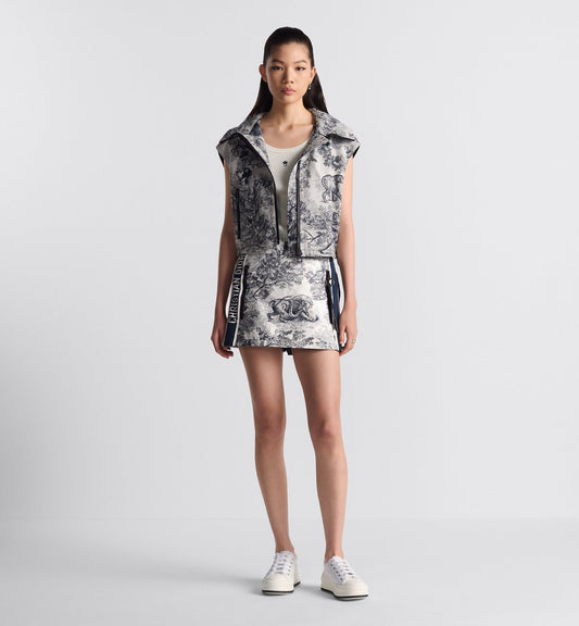Luxury Dioriviera Skort White And Blue Technical Taffeta Jacquard With Toile De Jouy Sauvage Motif
