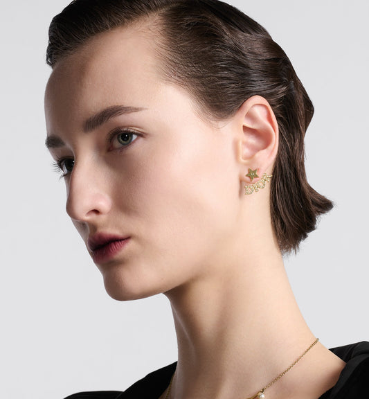 Luxury DiorEvolution Earrings Gold Finish Metal And Silver-Tone Crystals