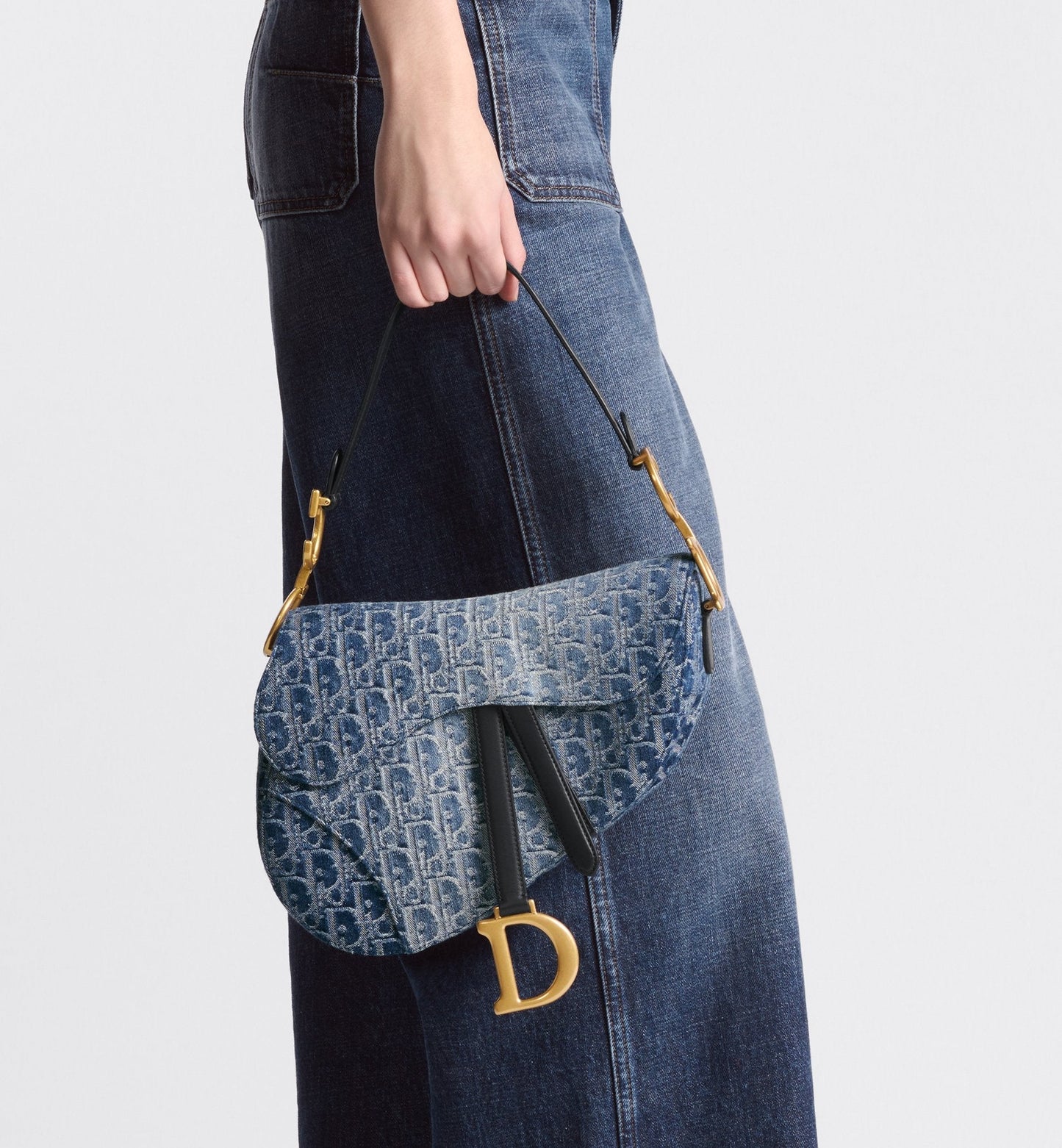 Saddle Bag With Strap Blue Denim Luxury Dior Oblique Jacquard