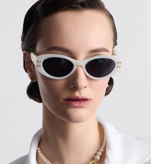 Luxury Diorsignature B8U Milky Ivory Oval Sunglasses