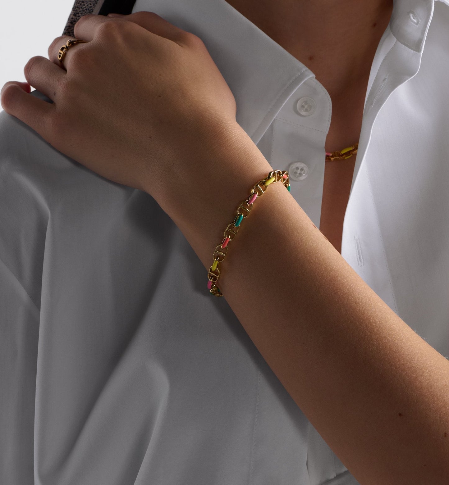 Luxury Dioriviera Petit Cd Bracelet Gold Finish Metal And Multicolor Lacquer