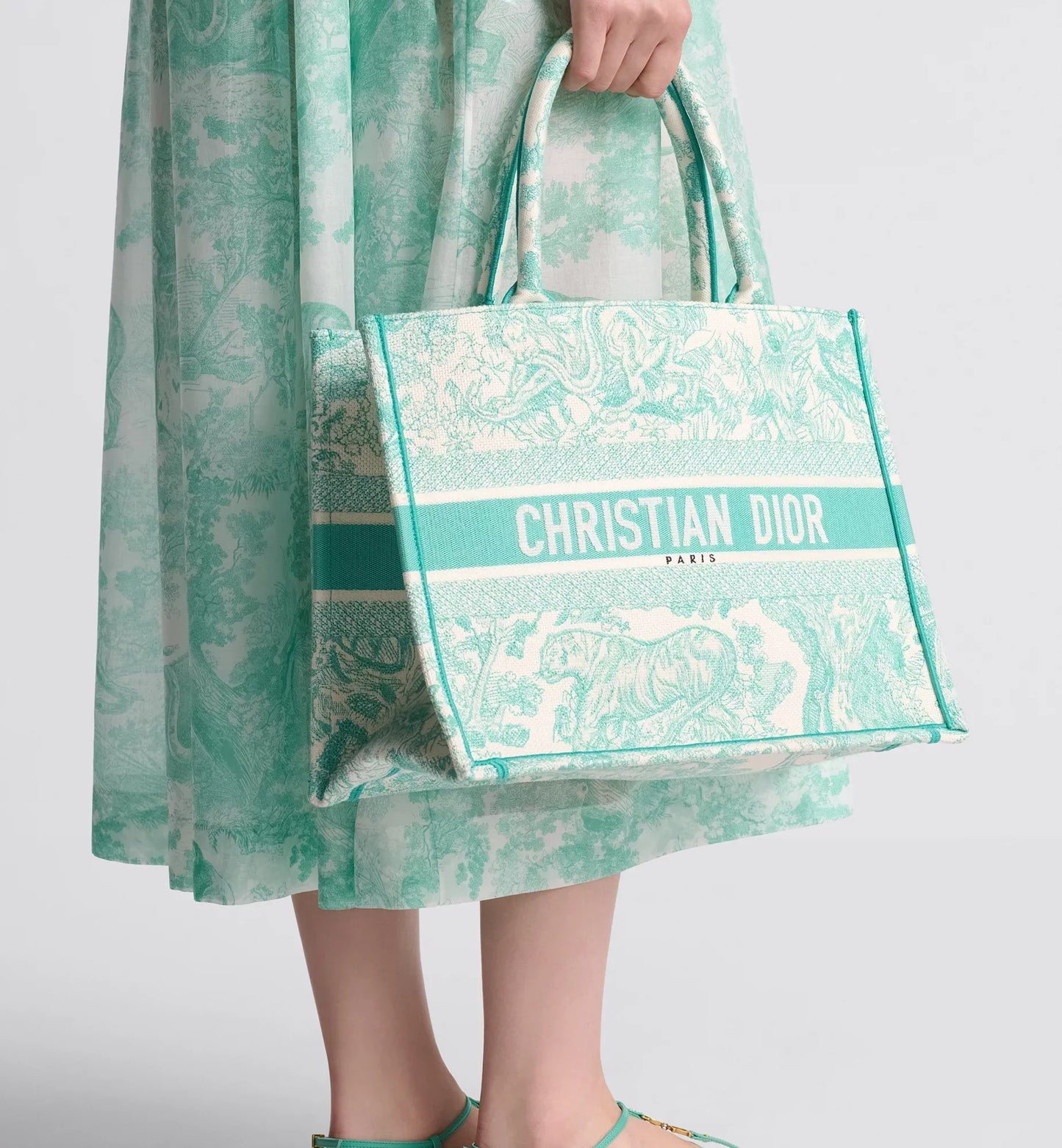 Medium Luxury Dioriviera Luxury Dior Book Tote Aquamarina Toile de Jouy Embroidery