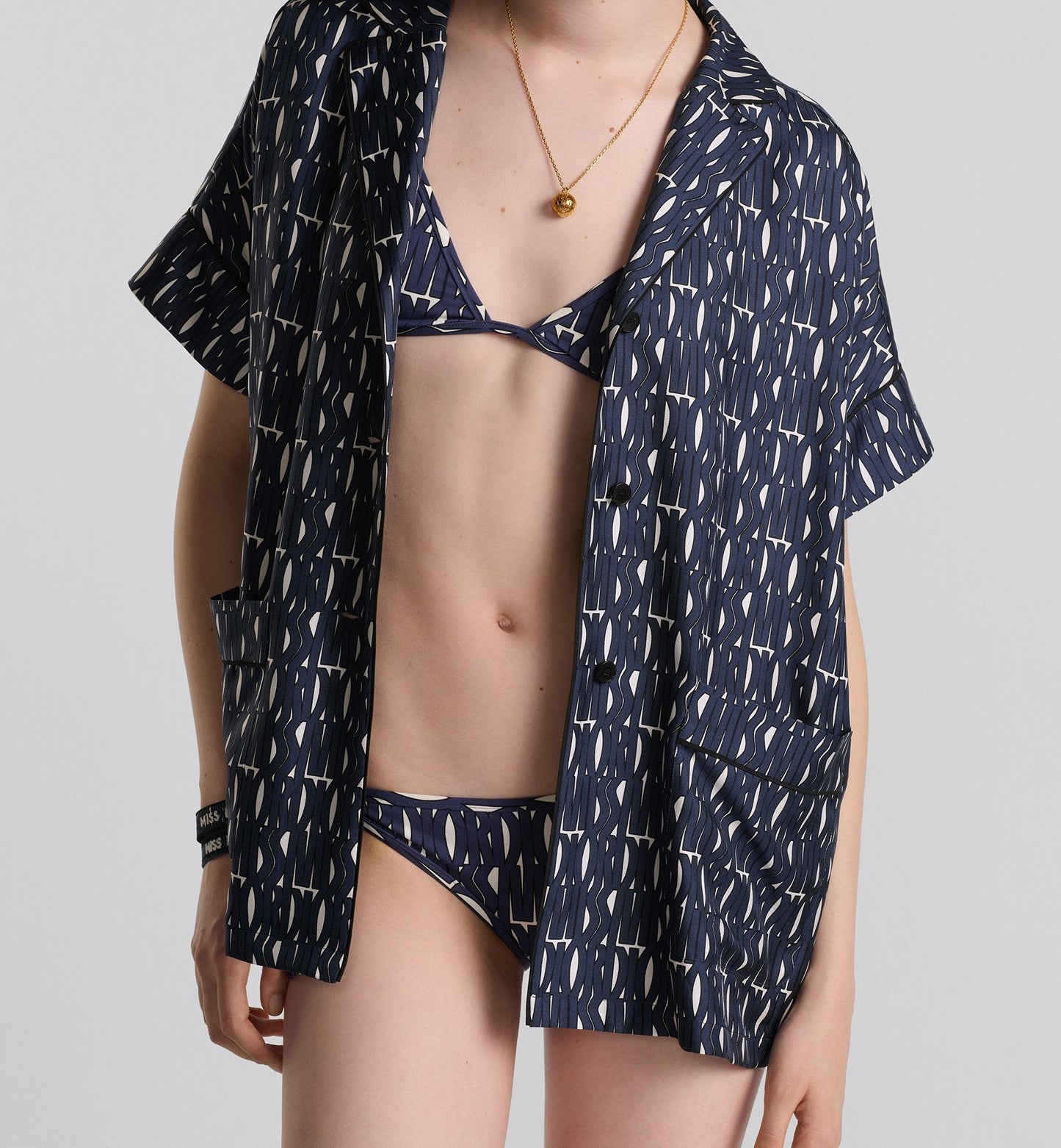Bikini Bottom White Technical Fabric With Navy Blue Miss Luxury DiorAllover Motif