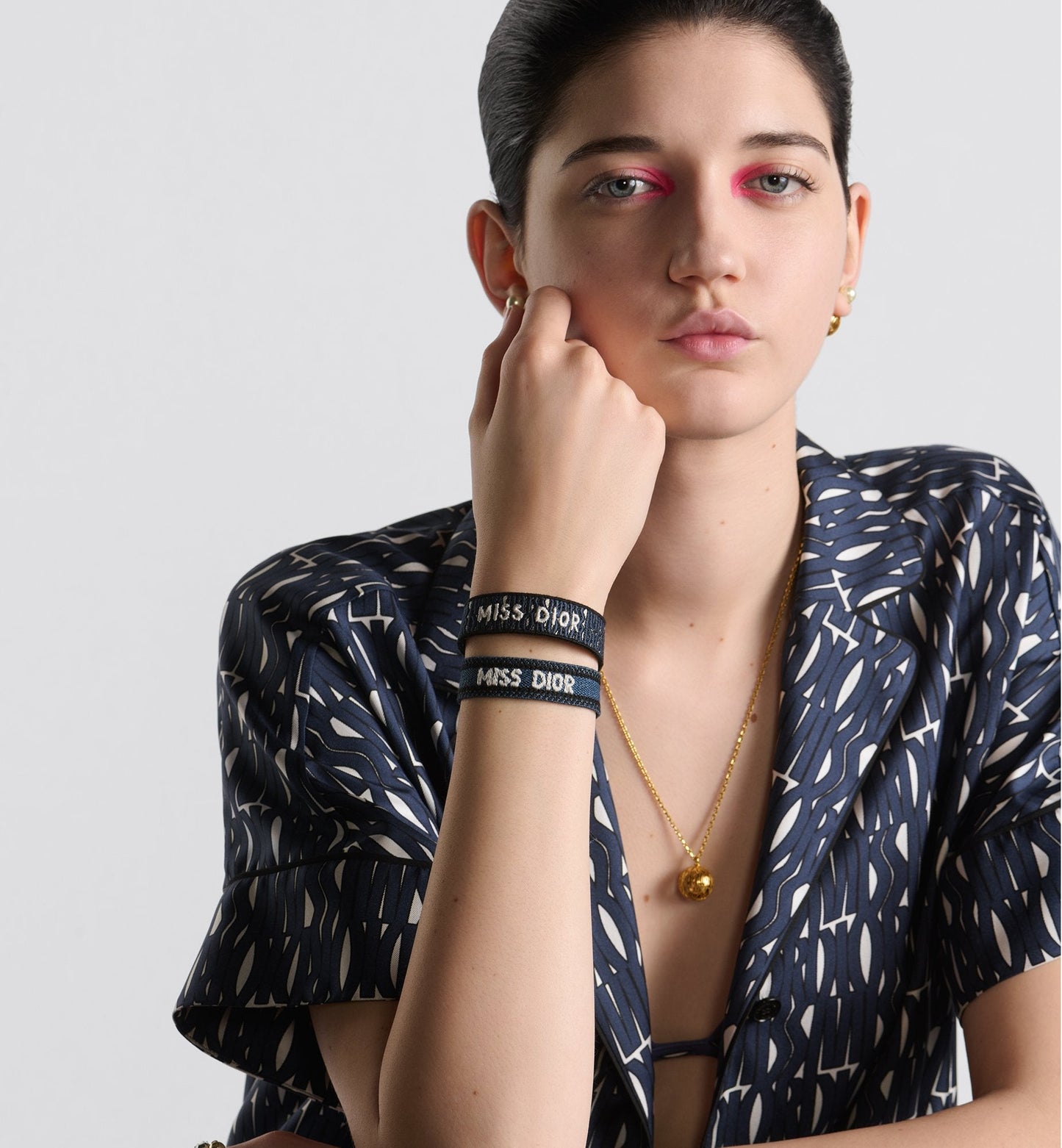 Miss Luxury Dior Bracelet Set Deep Blue Allover Cotton