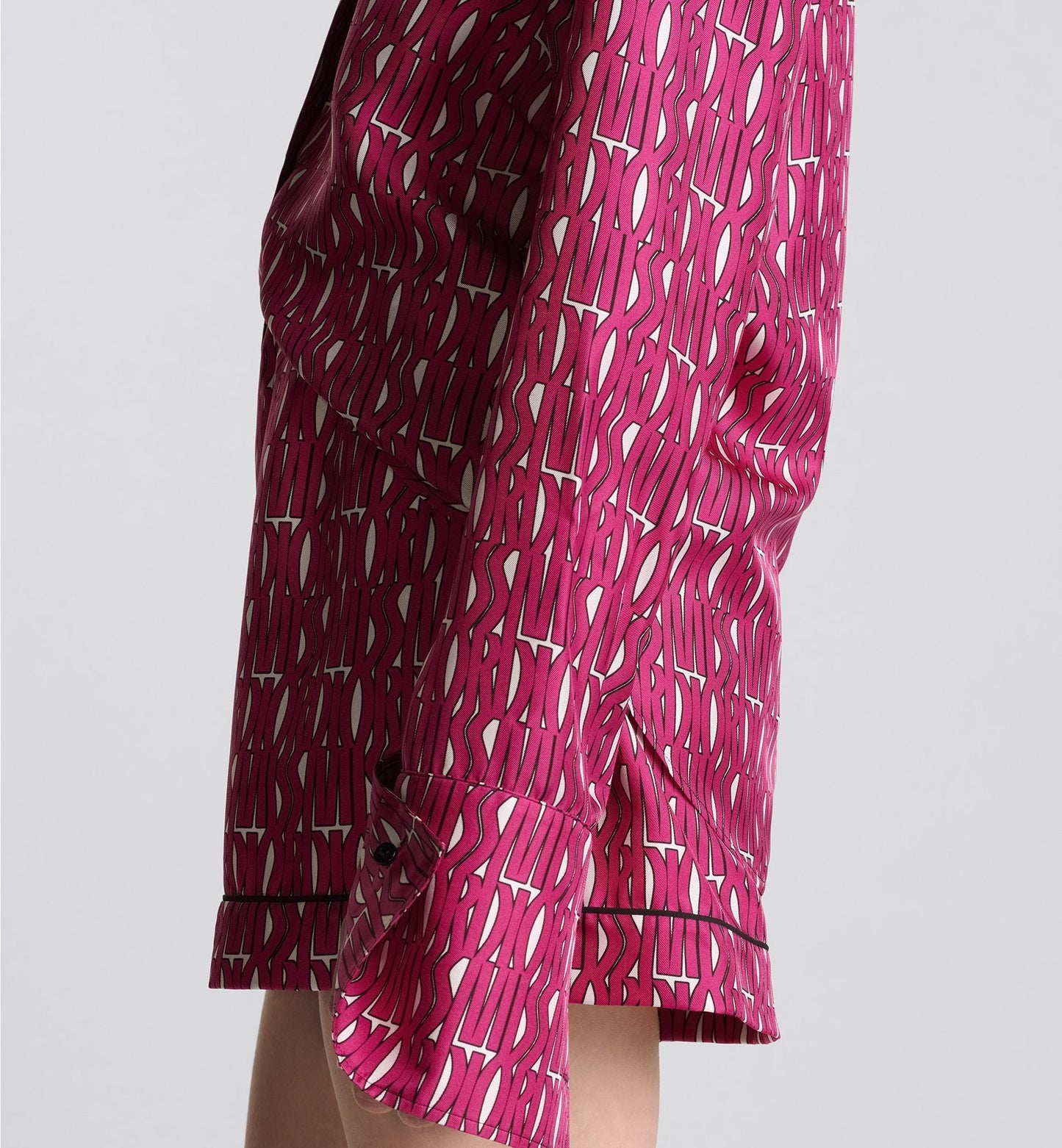Shorts White Silk Twill With Fuchsia Miss Luxury Dior Allover Motif