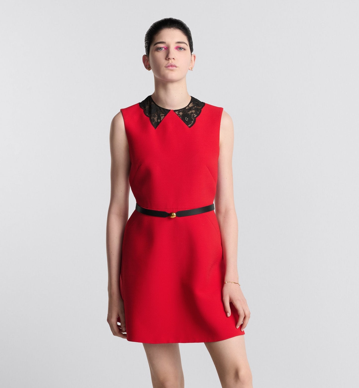 Luxury Dioramour Short Dress Red Lightweight Wool And Silk
