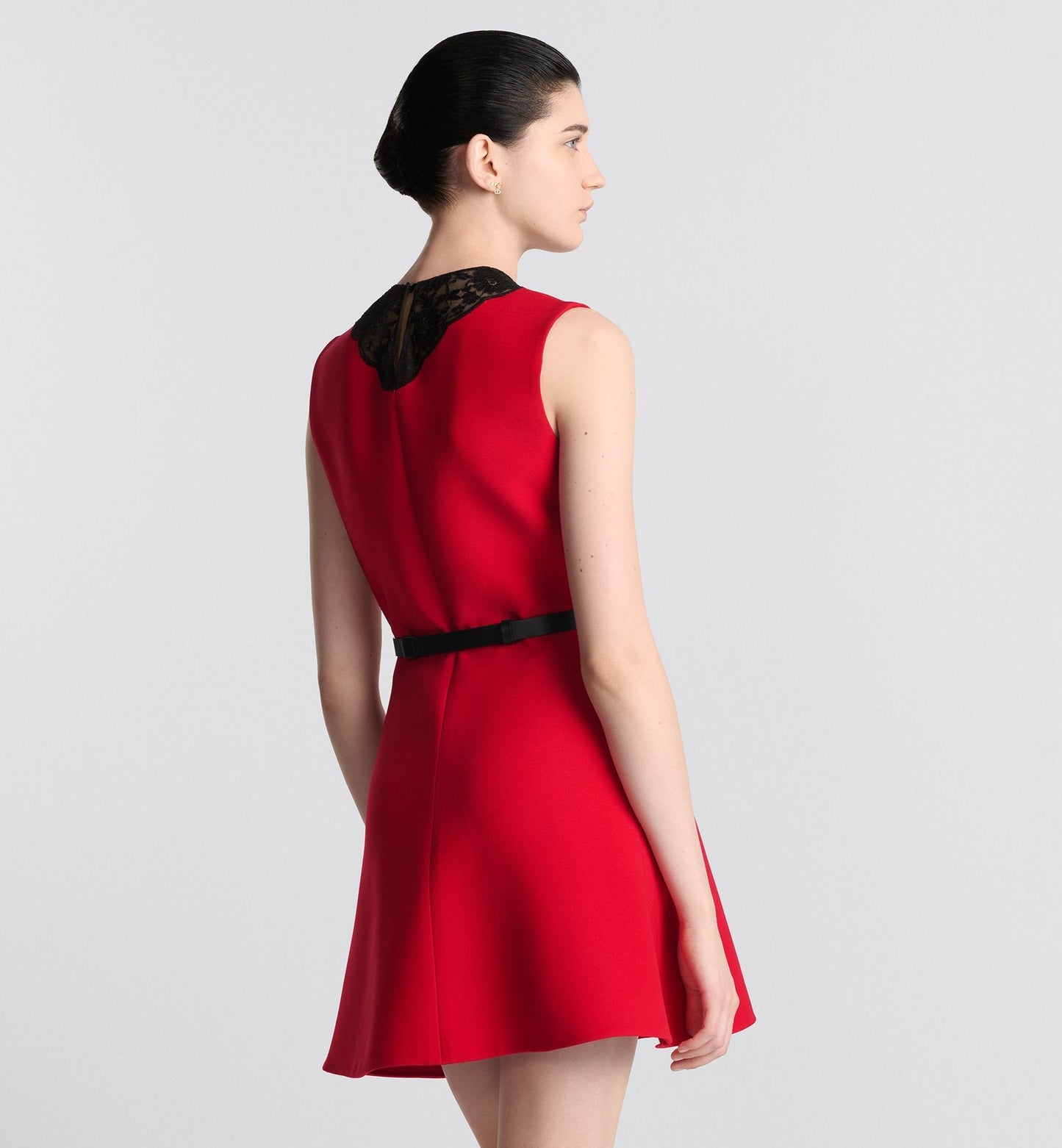 Luxury Dioramour Short Dress Red Lightweight Wool And Silk