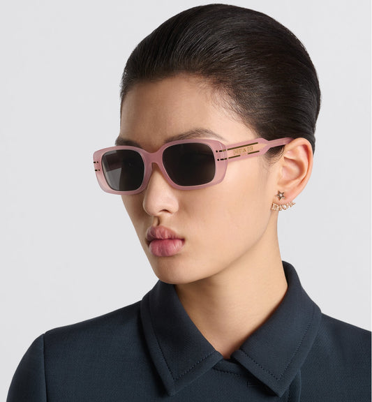 Luxury Diorsignature S12I Sea Glass Pink Rectangular Sunglasses