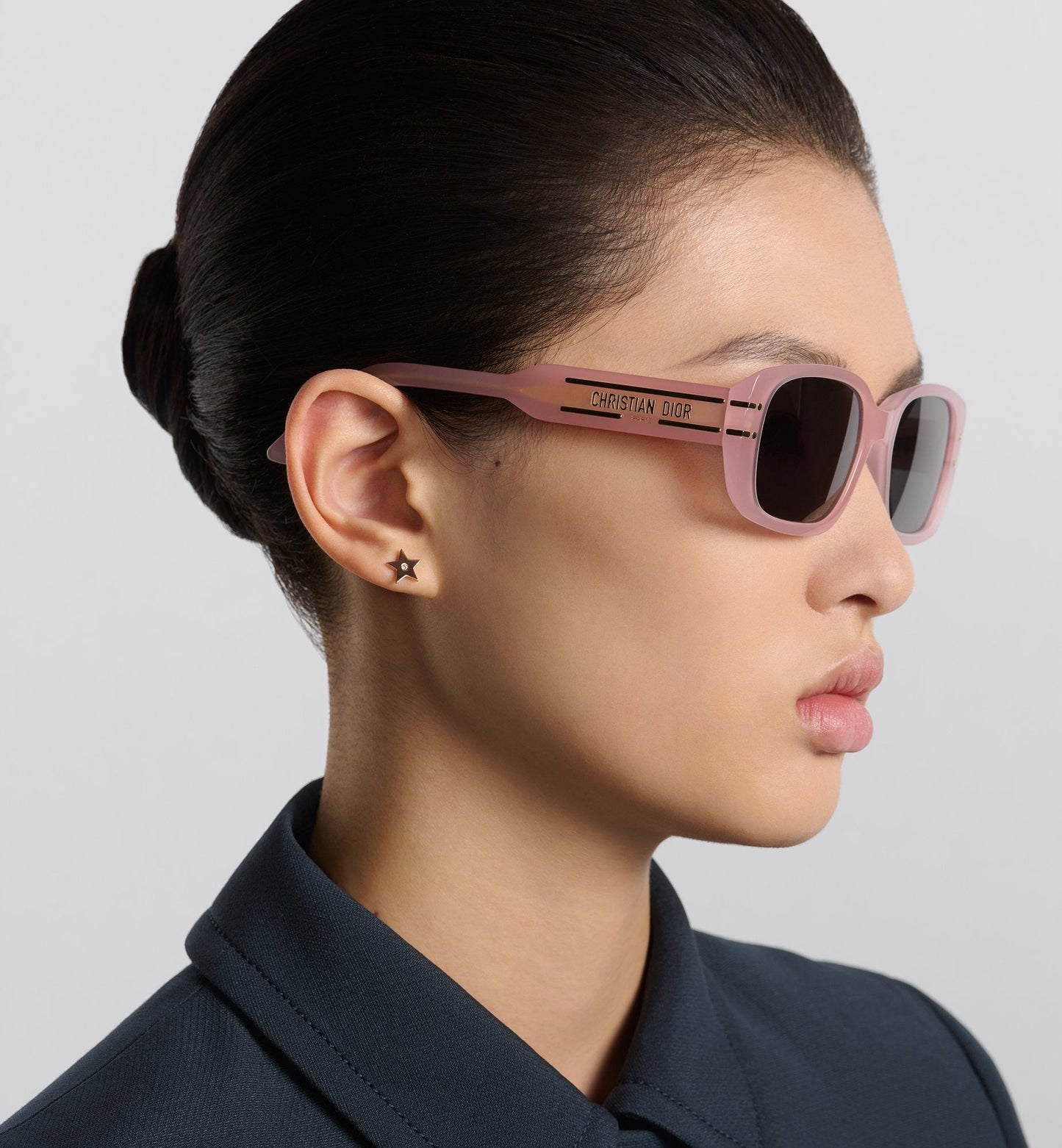 Luxury Diorsignature S12I Sea Glass Pink Rectangular Sunglasses