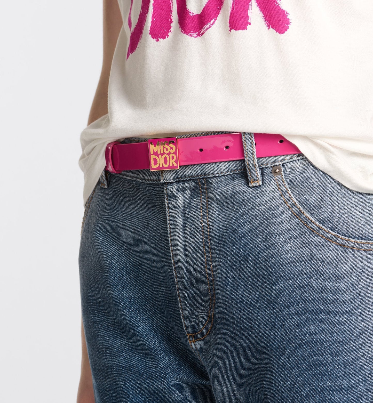 Miss Luxury Dior Graffiti Belt Fuchsia Patent Calfskin 25 mm
