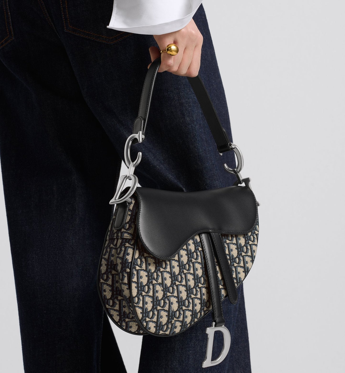 Saddle Bag With Strap Blue Luxury Dior Oblique Jacquard And Smooth Calfskin