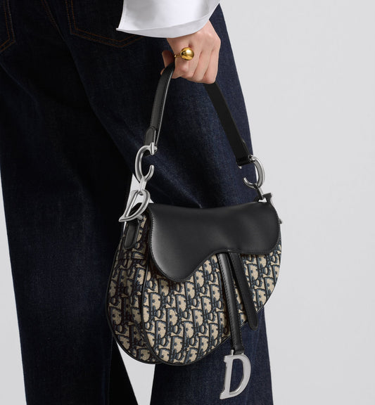 Saddle Bag With Strap Blue Luxury Dior Oblique Jacquard And Smooth Calfskin