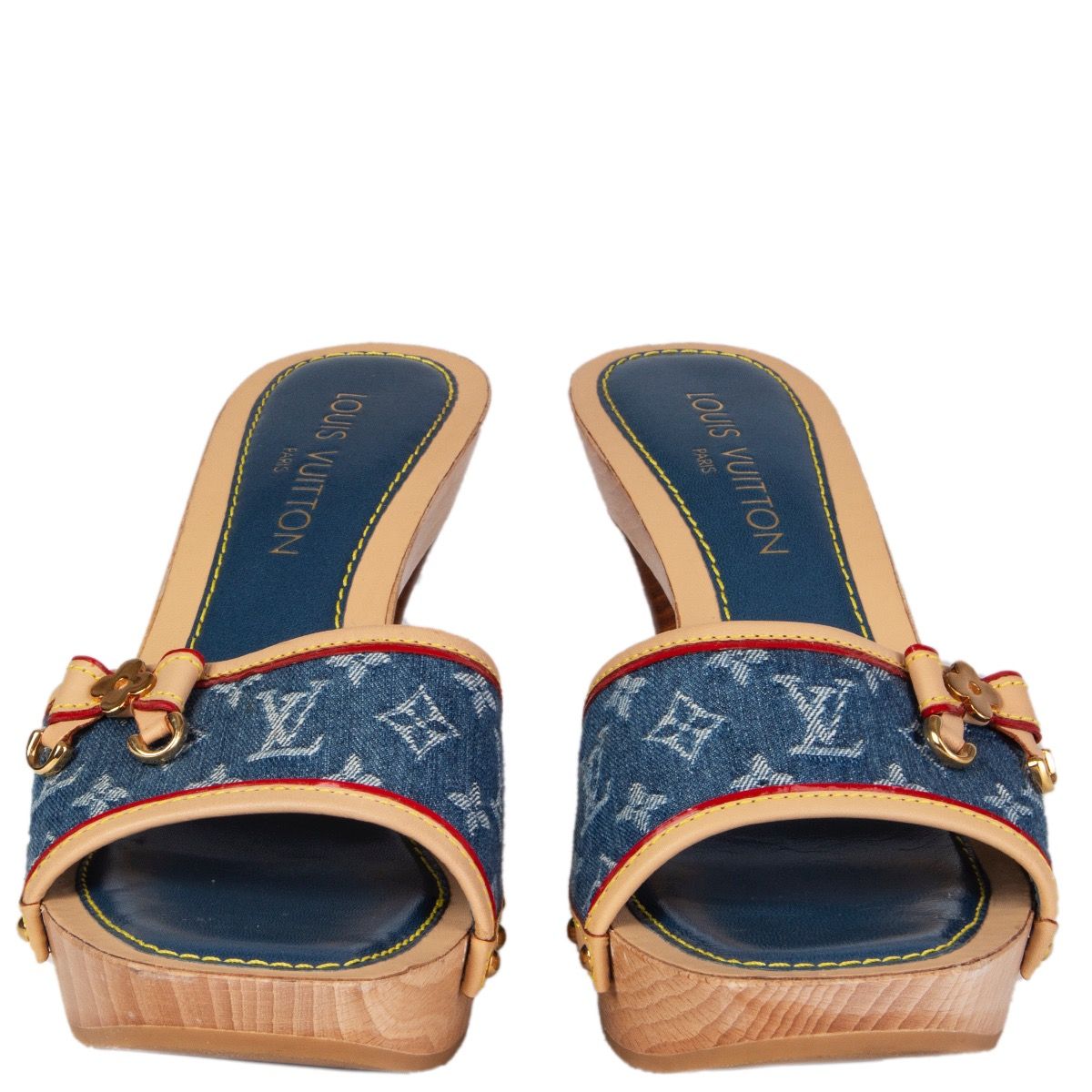 LOUIS VUITTON MONOGRAM DENIM PLATFORM MULES