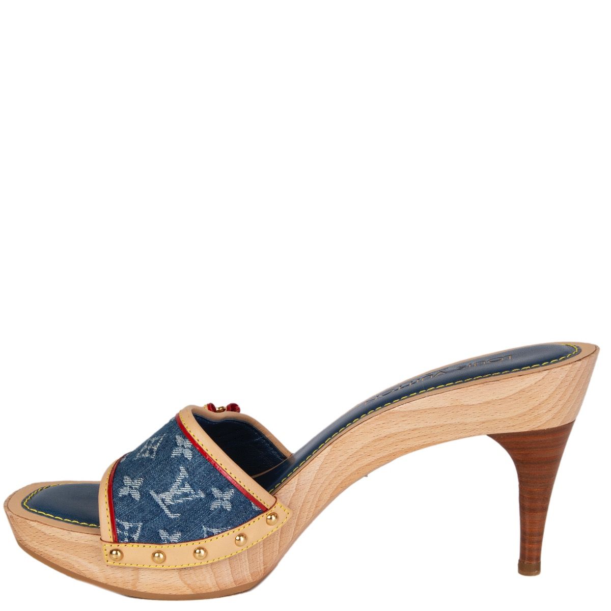 LOUIS VUITTON MONOGRAM DENIM PLATFORM MULES
