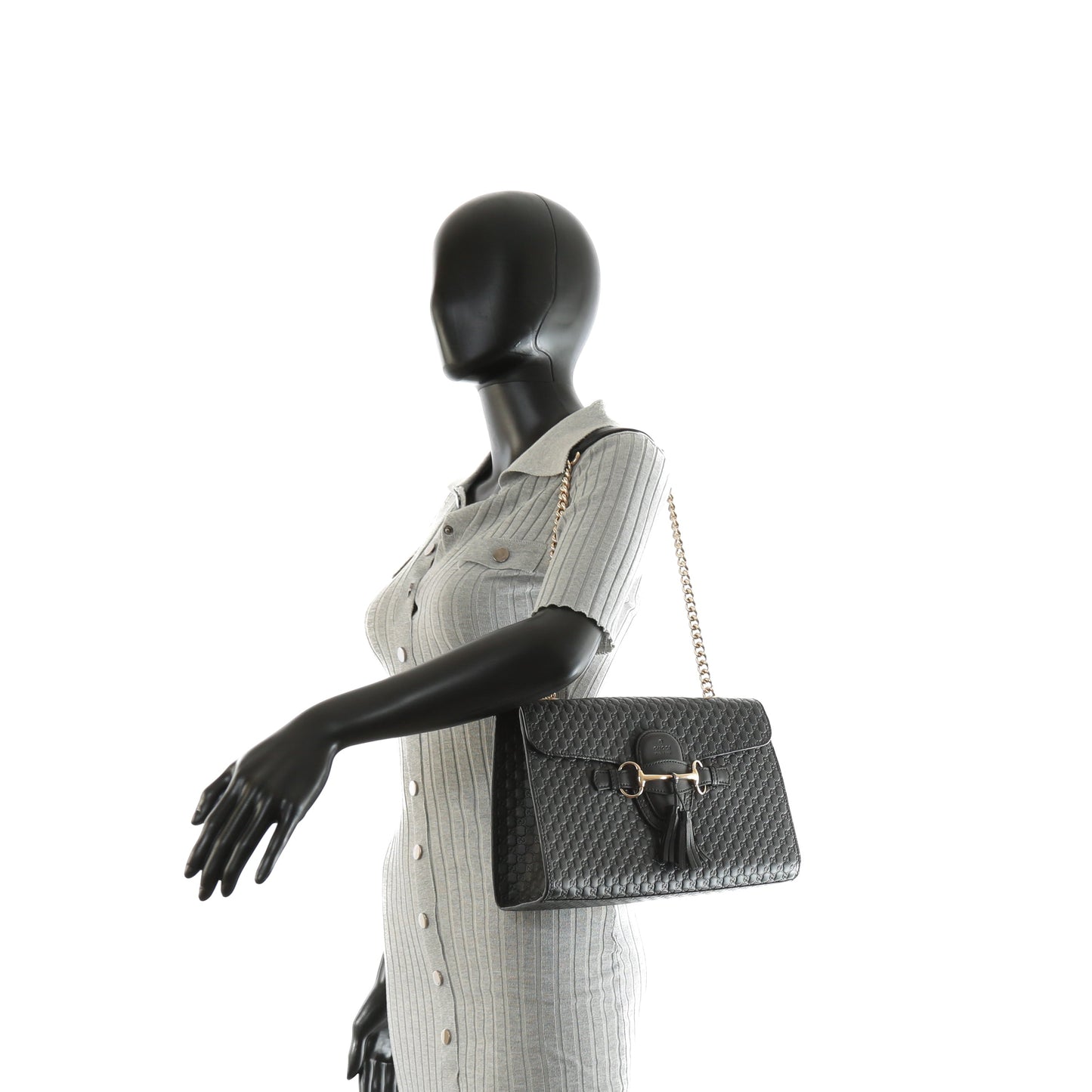 Luxury Gucci Emily Guccissima Chain Shoulder Bag - Black